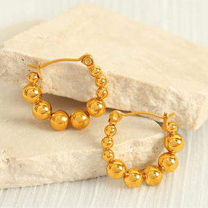 Pendientes de Aro con Forma de Bola, Aleación de Zinc, Color Oro y Plata, EH520, Joyería de Moda - Product Image 2