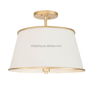 مصابيح سقف نحاسية شبه دافق حديثة من القماش لغرفة النوم وغرفة المعيشة - Product Image 1