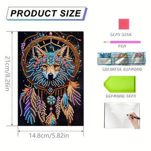Nuovo irregolare dipinto di diamanti di arte mosaico animale modello di fiore Softcover album da disegno libro per bambini - Product Image 4
