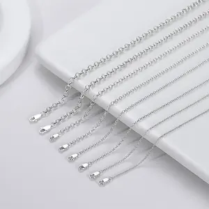 HOT Wholesale 1.3mm-4mm 925 Sterling Silver Round Circle Rolo Chain Necklace Woman Man Clavicle Rolo Belcher Necklace Chain Gift