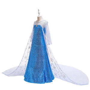 Costumes de robe de princesse de <span class=keywords><strong>luxe</strong></span> pour filles avec longue cape brillante Robe de fête d'anniversaire <span class=keywords><strong>Elsa</strong></span> Queen Halloween pour filles - Product Image 4