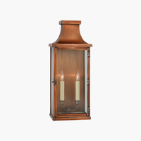 Lanterne murale en cuivre vieilli YH, applique murale extérieure à 2 lumières avec verre transparent, lumière de porche rustique traditionnelle pour porte d'entrée