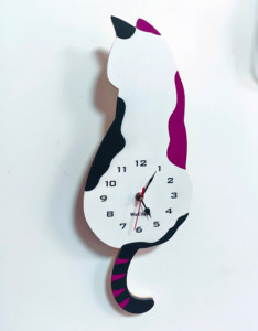 Reloj de péndulo de gato, reloj de pared de gato de madera que no hace tictac, reloj de animales de alta precisión súper silencioso para habitación de niños - Product Image 4