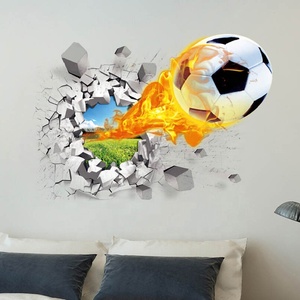 Hot New Creative 3D DIY <span class=keywords><strong>Sport</strong></span> adesivi da parete tridimensionale basket fuoco decalcomanie moderno decorativo pittura murale - Product Image 5