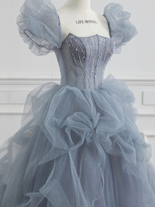 Vestido de noche azul para mujer para celebrar su cumpleaños, vestido de novia estilo francés, vestido de gala de alta gama. - Product Image 4