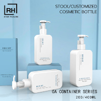 Bouteille carrée en plastique de qualité supérieure avec logo personnalisé pour les soins de la peau et du corps, lotion, shampoing, huile capillaire, huile nettoyante, 200 ml, 400 ml, pour hommes