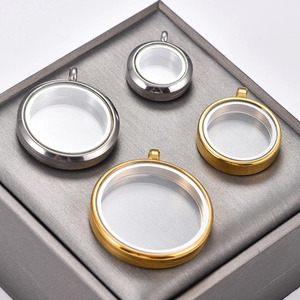 Pendentif médaillon photo en acier inoxydable et verre transparent pour la fabrication de bijoux, breloques en métal à visser pour cadre de boîte à photos flottantes - Product Image 4