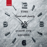Horloge murale DIY silencieuse sans cadre 120 cm, effet miroir argenté brillant, pour villa, Airbnb, maison, salon, salle de lecture, décoration, cadeau