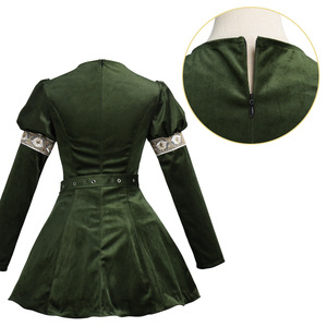 Robe médiévale pour femme, tenue de cosplay, velours vert, style gothique, costume de fantaisie, tenue de fête d'Halloween - Product Image 5