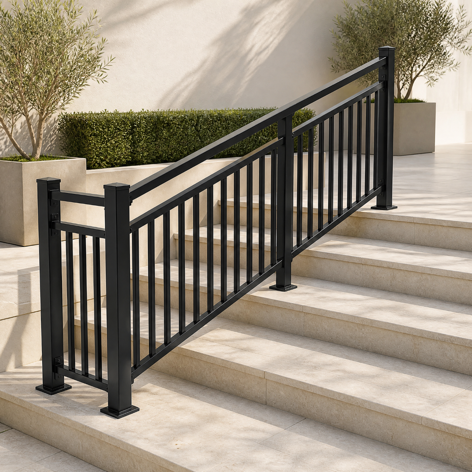 Stairs With Rope Railing Aluminum Stair Railing System DIY No Welding Pipe Railing Kit Custom ...