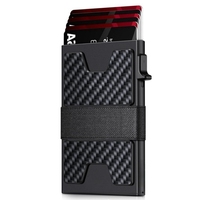 Porte-cartes de crédit fin en aluminium, avec plaque arrière extensible, blocage RFID, minimaliste, en métal, avec sangle simple pour espèces