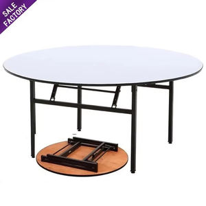 Venta caliente muebles de boda pierna de Metal madera blanca plegable mesas redondas de madera para banquetes al por mayor - Product Image 1