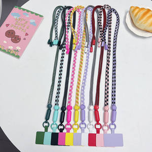 Cordon de téléphone portable réglable universel en nylon avec attache croisée pour le cou, couleur macaron, longue chaîne - Product Image 3