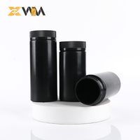 Bouteille noire en forme de capsule, emballage en plastique HDPE, pot pour produits de santé avec bouchon à vis