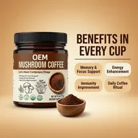 Poudre de café aux champignons OEM avec Lion's Mane, Cordyceps et Chaga 170 g, café instantané, complément alimentaire