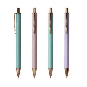 Stylo à bille droit en acier inoxydable doré brillant avec revêtement époxy, design élégant à clic, promotion cadeau, écriture 1,0 mm, logo personnalisable - Product Image 1