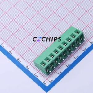 MX128-5.08-09P-GN01-Cu-Y-A Screw Terminal Block Through hole Component (THT),P=5.08mm Connector 1x9P 5.08mm Green Through Hole - Product Image 1