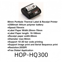 Imprimante portable d'étiquettes et de reçus, papier thermique 80 mm, 203 DPI, batterie 2500 mAh, pour interface, garantie 1 an, en stock