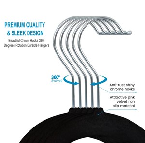 Prix usine en gros poids léger fente antidérapante multi-fonctionnel en plastique flocage porte-manteau cravate cintre velours cintre - Product Image 3