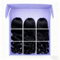 Boîtes rigides en carton satiné pour extensions de cheveux humains de collection de luxe, revêtement UV, gaufrage, lamination brillante