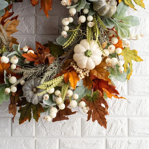 Venta Directa de Fábrica, Guirnalda de Plástico con Hojas de Arce y Calabaza para Decoración de Otoño y Acción de Gracias, 40/45cm - Product Image 5