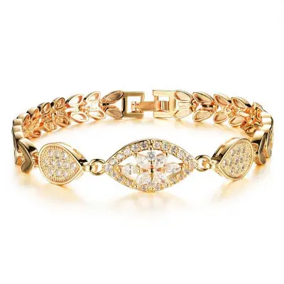 Bracelet New Fashion Diamond-studded Wheat Ear Zircon Ladies Bracelet Copper Gold Jewelry Accessories Bracelet