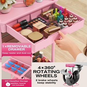 <span class=keywords><strong>Carrito</strong></span> <span class=keywords><strong>Organizador</strong></span> de Maquillaje con Ruedas y Cajón Extraíble, Exhibidor de Cosméticos de 3/4 Niveles, <span class=keywords><strong>Carrito</strong></span> de Almacenamiento Estable para Cuidado de la Piel, para Tocador - Product Image 4