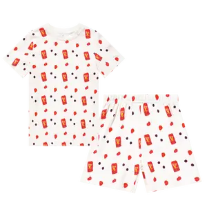 Kindercartoon Pyjama Set 100% Katoen Digitale Print Nachtkleding Korte Mouw Meisjes Nachtkleding Groothandel Tegen Fabrieksprijs