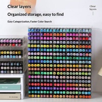Présentoir de bureau en acrylique transparent pour marqueurs et stylos d'art, 2 niveaux, 5 rangées, grande capacité, multi-compartiments