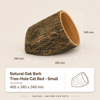 Cama para Gatos con Forma de Tronco de Árbol de Roble Natural, Pequeña y Acogedora, con Exterior de Corteza Rugosa, Mueble Ecológico para Gatos de Interior