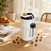 Nouvelle Tasse Isotherme Double Paroi en Acier Inoxydable avec Affichage de Température et Sangle de Transport 450ML