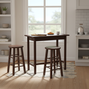 Sally 3-Pc sala da pranzo per la colazione Set tavolo comprende 2 sgabelli a gamba quadrata - Product Image 3