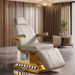Lit <span class=keywords><strong>de</strong></span> <span class=keywords><strong>massage</strong></span> électrique <span class=keywords><strong>de</strong></span> luxe avec base en métal doré, 4 moteurs et commande au pied, idéal <span class=keywords><strong>pour</strong></span> salon <span class=keywords><strong>de</strong></span> beauté - Offre spéciale - Product Image 1
