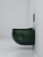 Toilette suspendue au mur de couleur vert foncé au design moderne de luxe de forme ronde toilette murale colorée sans rebord