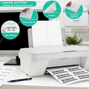 Étiquettes autocollantes en papier pour usage agricole, format 2" x 4", imprimables, blanches, 10 par feuille, 300 étiquettes, impression laser/jet d'encre, finition mate - Product Image 4