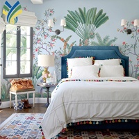 Sticker mural en PVC de luxe moderne personnalisé, 3D 5D, pour plafond, chambre d'enfant, salon, décoration intérieure, papier peint floral rose