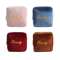 Mini femmes velours côtelé tissu cosmétique sac velours cosmétique sac maquillage pochette avec logo