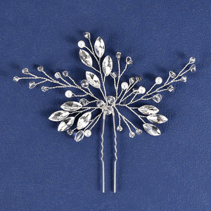 Forcina a forma di U fatta a mano da donna accessori da sposa da sposa con diamante di vetro di perle per la cena dell'anniversario - Product Image 2