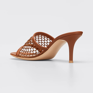 Private Brand Logo Fashion Trend Spring Outdoor Open Toe Slip on Slide Sandals Hollow Out Women High Heel - Product Image 2