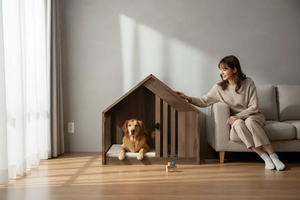 Kişiye Özel İsim Plakalı, El Yapımı Ahşap Köpek Kulübesi, İç Mekan Evcil Hayvan Mobilyası - Product Image 2