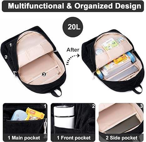 2025 Custom <b>Student</b> Corduroy Fabric <b>Backpack</b> Zipper Polyester Waterproof Laptop Compartment 20-39L Capacity for School Travel - Product Image 4