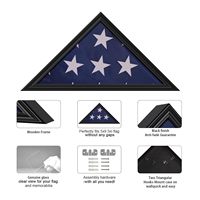 Vitrine triangulaire en bois noir pour drapeau plié standard, cadre anti-poussière pour drapeau commémoratif, à fixer au mur ou à poser sur table, pour collection de vétérans