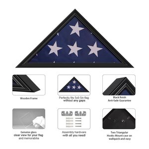 Vitrine triangulaire en bois noir pour drapeau plié standard, cadre anti-poussière pour drapeau commémoratif, à fixer au mur ou à poser sur table, pour collection <span class=keywords><strong>de</strong></span> vétérans - Product Image 4