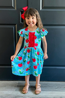 Enfant en bas âge filles retour à l'école Boutique rose apprentissage pommes autobus scolaire ABCS et numéros maternelle école robe enfants