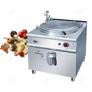 Over-pressure safety valve Industrial Stainless Steel Electric Jacketed Boiling Pan 100L Fast Heating Gas Cooking Boiling Pan