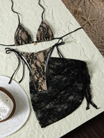 Nouvelle conception, ensemble 3 pièces, maillot de bain sexy en dentelle pour femme, bikini à nouer, résistant aux plis, vente en gros d'usine
