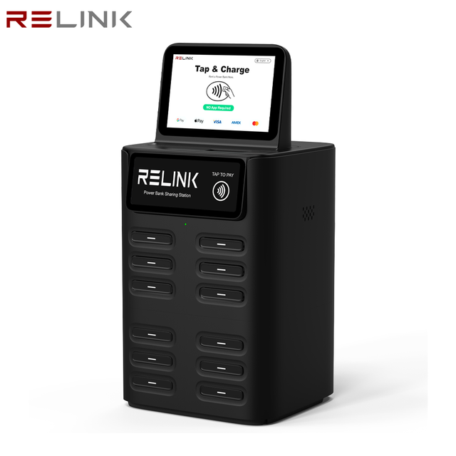 12-slots 8000mAh Fast Charging Power Bank Rental Station with 8-Inch Touch Screen Logo and Color Customizable for Mobile Phone