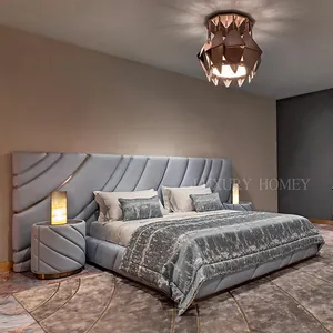 Modern Design Luxury Bed Bedroom Sets Wooden King Size Double Bed Luxury Cushion Headboard Velvet Queen Bed