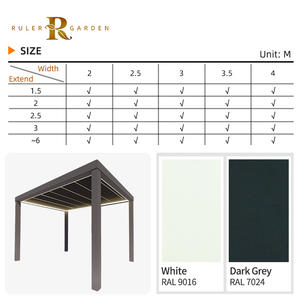 Pérgola Bioclimática Moderna y Minimalista con Drenaje Integrado, Gazebo Motorizado de Aluminio con Rejillas Ajustables para Jardín y <span class=keywords><strong>Terraza</strong></span> Europeos - Product Image 5