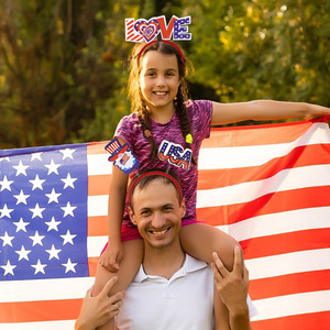 Diadema Patriótica del Día de la Independencia Americana con <span class=keywords><strong>Bandera</strong></span> Nacional, Corazón <span class=keywords><strong>Rojo</strong></span>, Blanco y Azul, Accesorio para el Cabello para Mujeres y Niñas, Decoración para Fiestas - Product Image 3